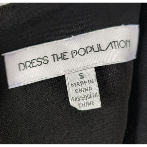 Dress the Population Modest Black V Neck Fit Flare Midi Dress - Picture 16 of 16